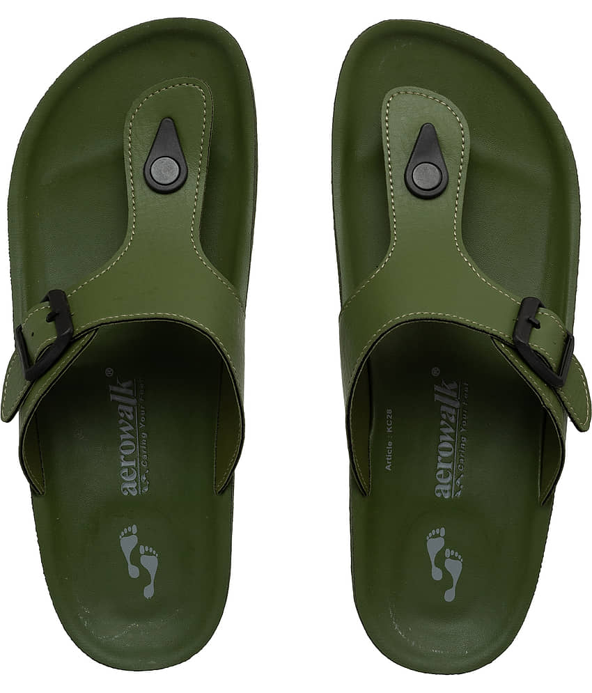 Aerowalk Black Men's Leather Slipper