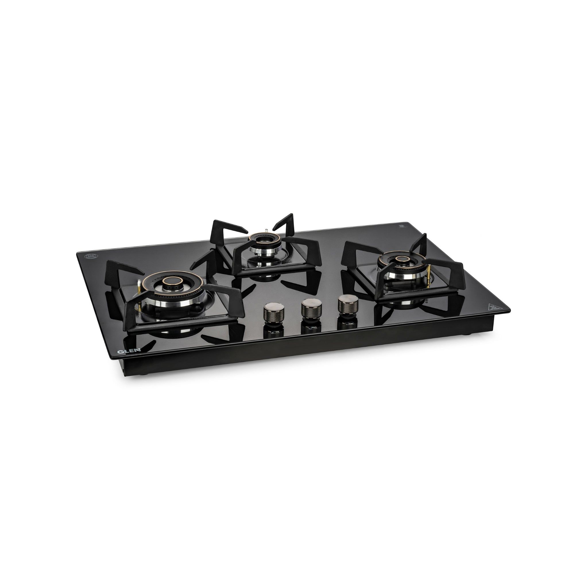 3 Burner DFVS Glass Hob with 2 Triple Ring Forged Brass Burners Auto Ignition (BH1073DFHT2TR77)