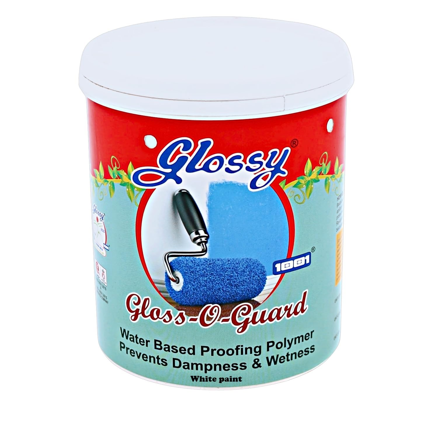 1001 Gloss- O- Guard Waterproofing polymer White WT I Application: Damp Proof for Concrete, Best for Back Walls, Brickwork, Stonework- 1 Ltr.