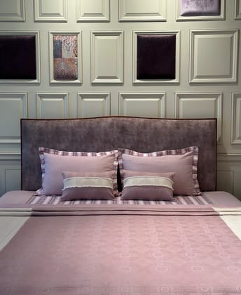 KRI India Melange Rose Ivory Textured Bedcover Set | Rose Pink & Ivory  | Wash & Care | 100% Cotton | Handcrafted in India. 100% organic & natural.