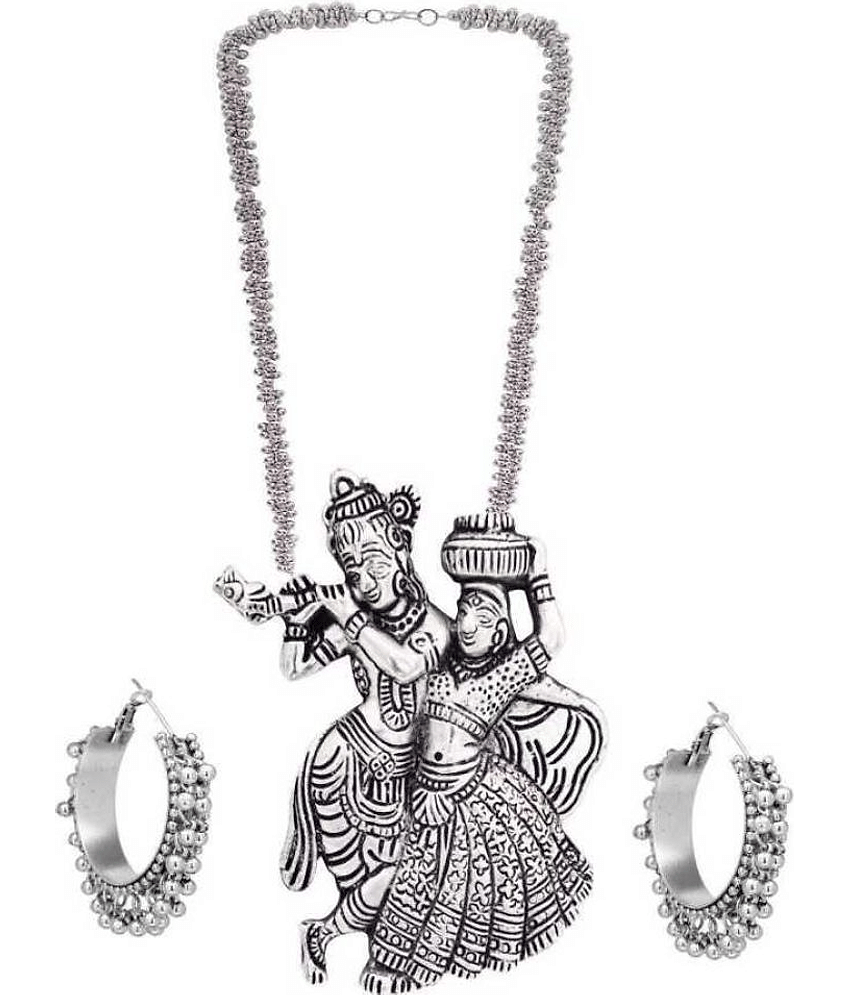 PUJVI - Silver Alloy Necklace Set ( Pack of 1 )