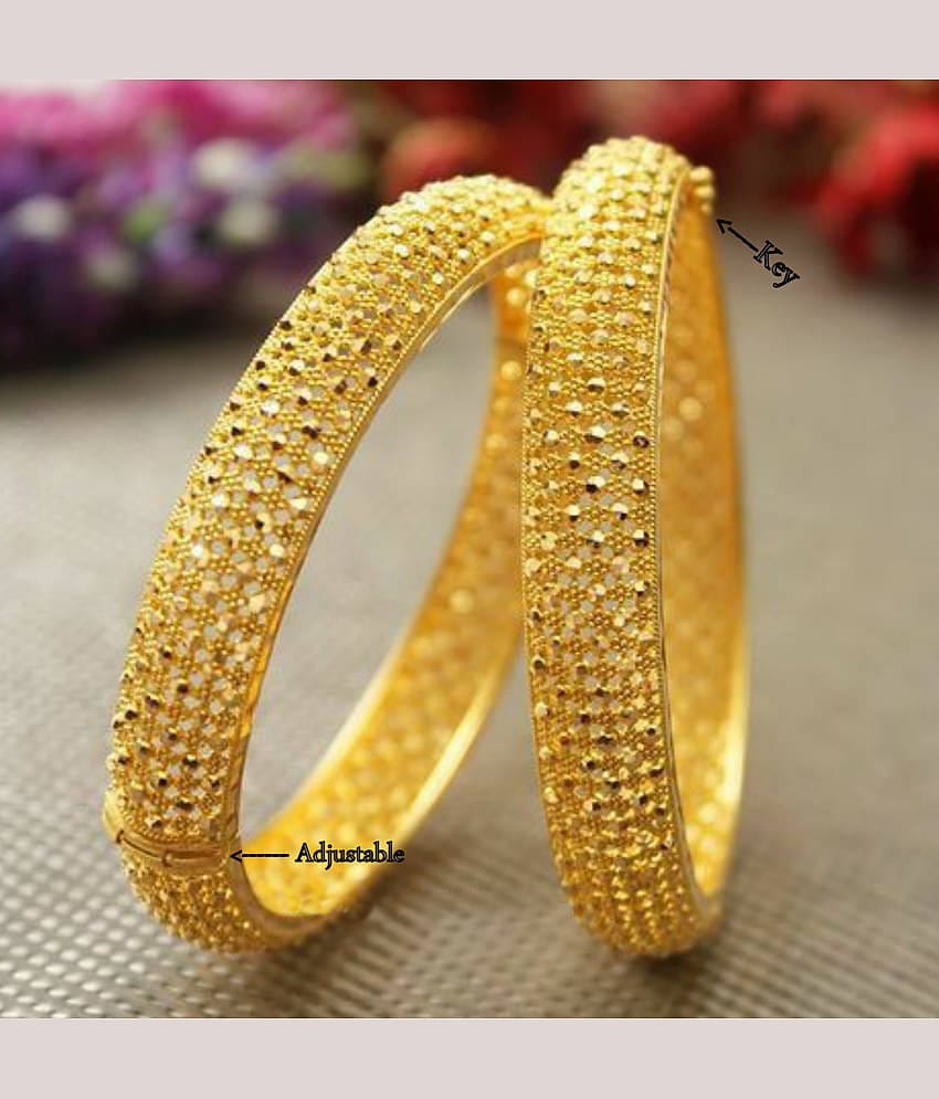 Vighnaharta Traditional Wear Adjustable 1gm Gold Plated Alloy Bangle (Kada, Tode) for Women and Girls - pack of 2 pcs Bangle- [VFJ1015BG2-8]