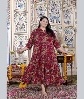 Swasti Women Cotton Blend Gown ( Maroon )