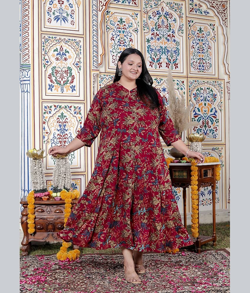 Swasti Women Cotton Blend Gown ( Maroon )