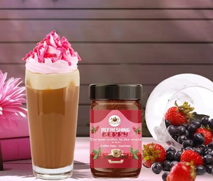 Brewstar Refreshing Berry Instant Coffee 25gm Pouch with natural Berry Flavour