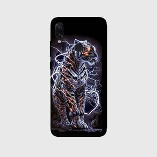 Yug Emporium REDMI NOTE 7 PRO 3D BLACK LION, CRAFTING THE KING OF BEASTS (Mobile Back Cover, Black)