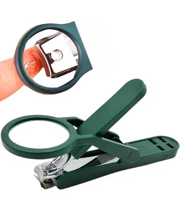 Stainless Steel Magnifying Nail Clipper for Elderly | Anti-Splash Thick Nail Cutter with 3X Magnifying Glass | Modern Design, Foldable & Sustainable