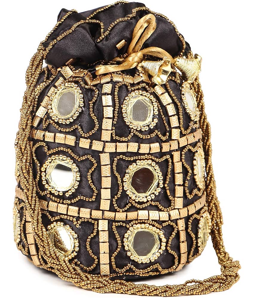 Bulbul Black Satin Potli