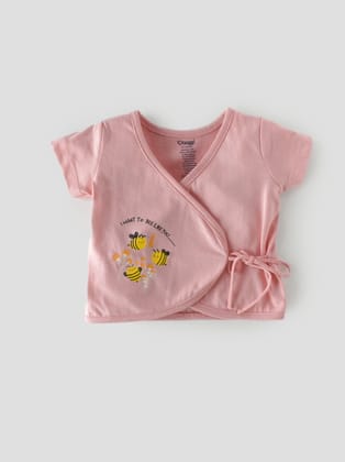 Popees Side Tie Jhabla Top (0–6 Months) for Newborn Girls-0-1 M