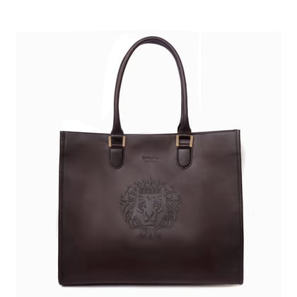 Medium Size Hand Bag in Dark Brown Leather-Medium