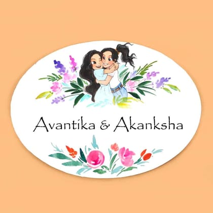 2 Friends - Handpainted Personalised Name Plate