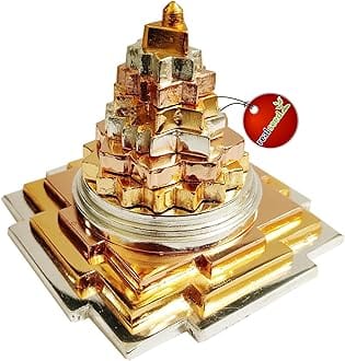REAL SEED Panchdhatu Shree Yantra, Brass Pyramid for Positive Energy, Meru Shree Yantra | Size- 4.5x4.5x4.5 CMS