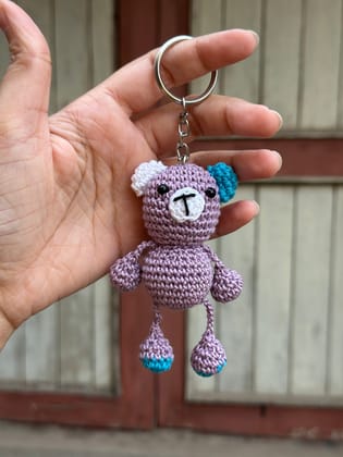 Teddy keychain-Purple