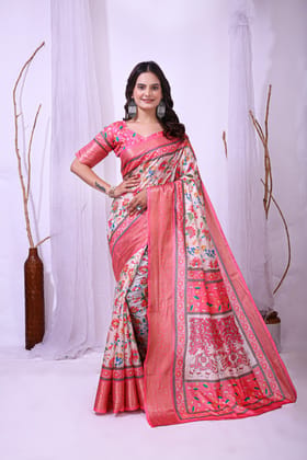 Dola Silk Cotton Saree with Kalamkari print Dola Silk Cotton Saree with Kalamkari print