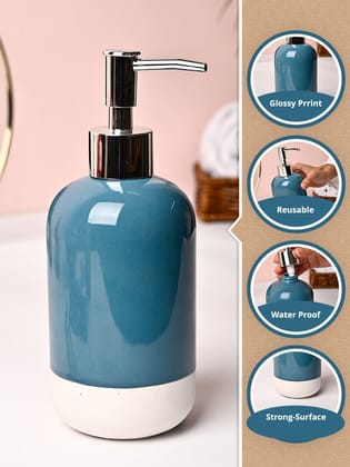 VON CASA Blue & White Polyresin Soap Dispenser - 228ml