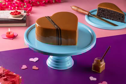 Caramel Truffle Heart Cake