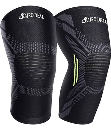 AJRO DAEL Black Knee Support ( Pack of 2 )