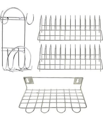 JISUN - Silver Stainless Steel Storage Racks ( Pack of 4 )