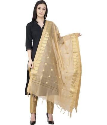 A R Silk Gold Chanderi Hand Embroidered Dupatta