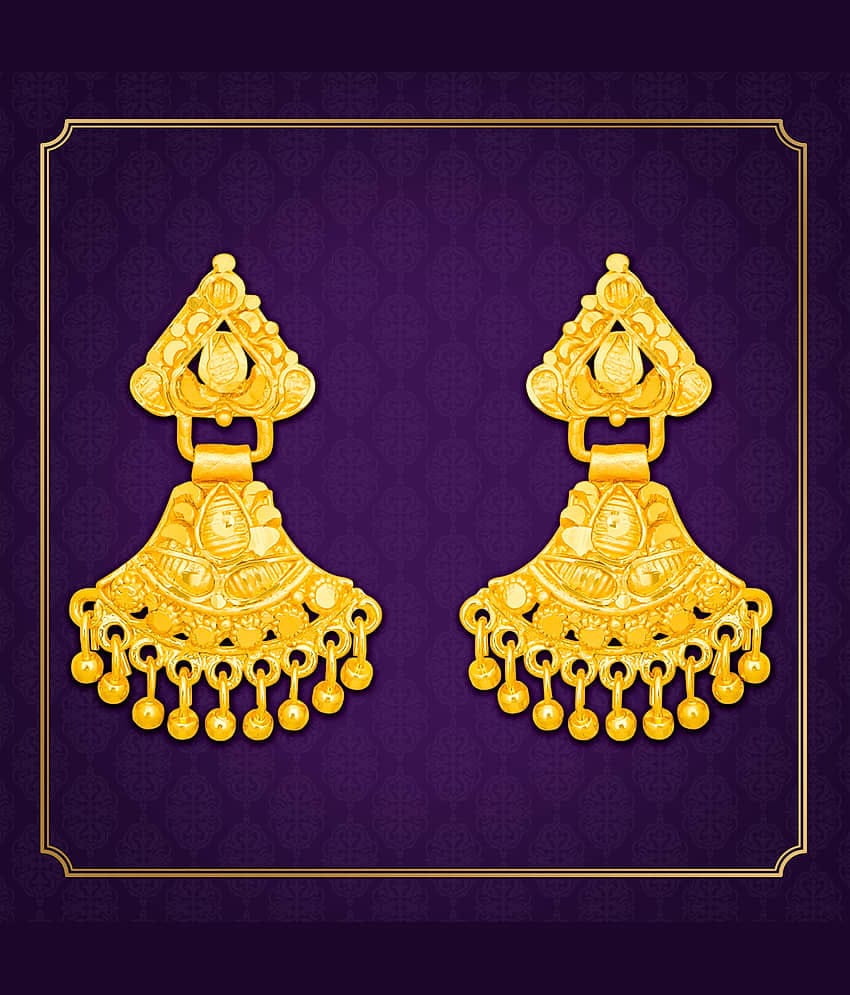 LUV FASHION Golden Drop Earrings ( Pack of 1 )