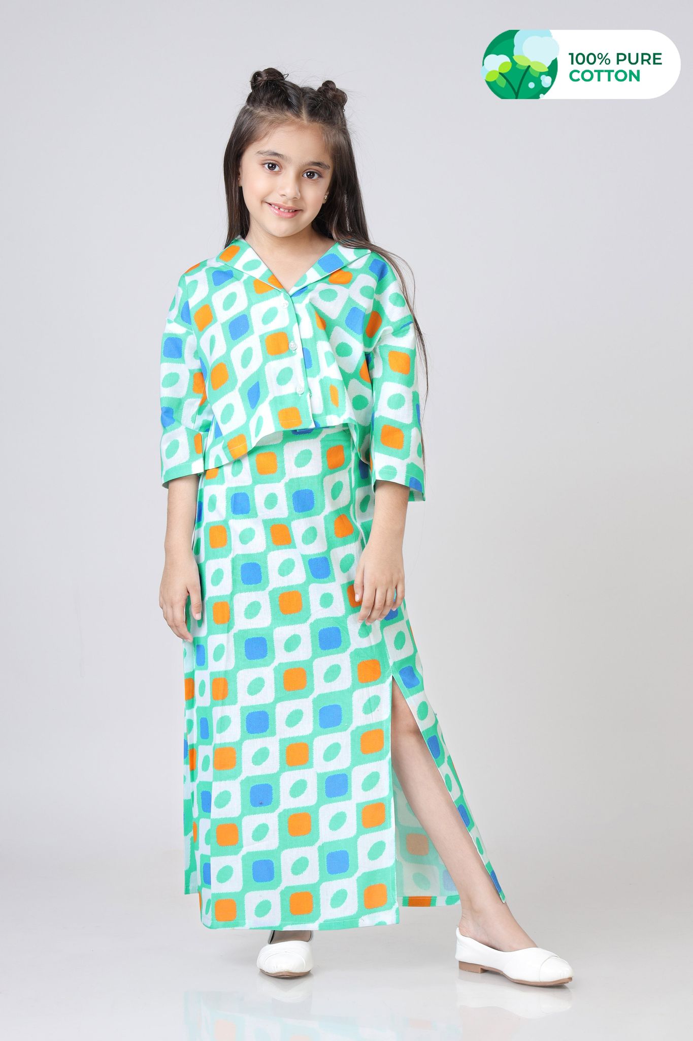 LilPicks Girl's Top And Skirt Cotton Co-Ord Set-1 Year / Sky Blue / KSH00078-NIL-DPCF0002-1 MTR-NIL-NIL-NIL-NIL-THW001-FS003-NIL-BT0046-3-NIL-NIL||KBT0051-NIL-DPCF0002-2 MTR-NIL-NIL-EL003-7 INCH-