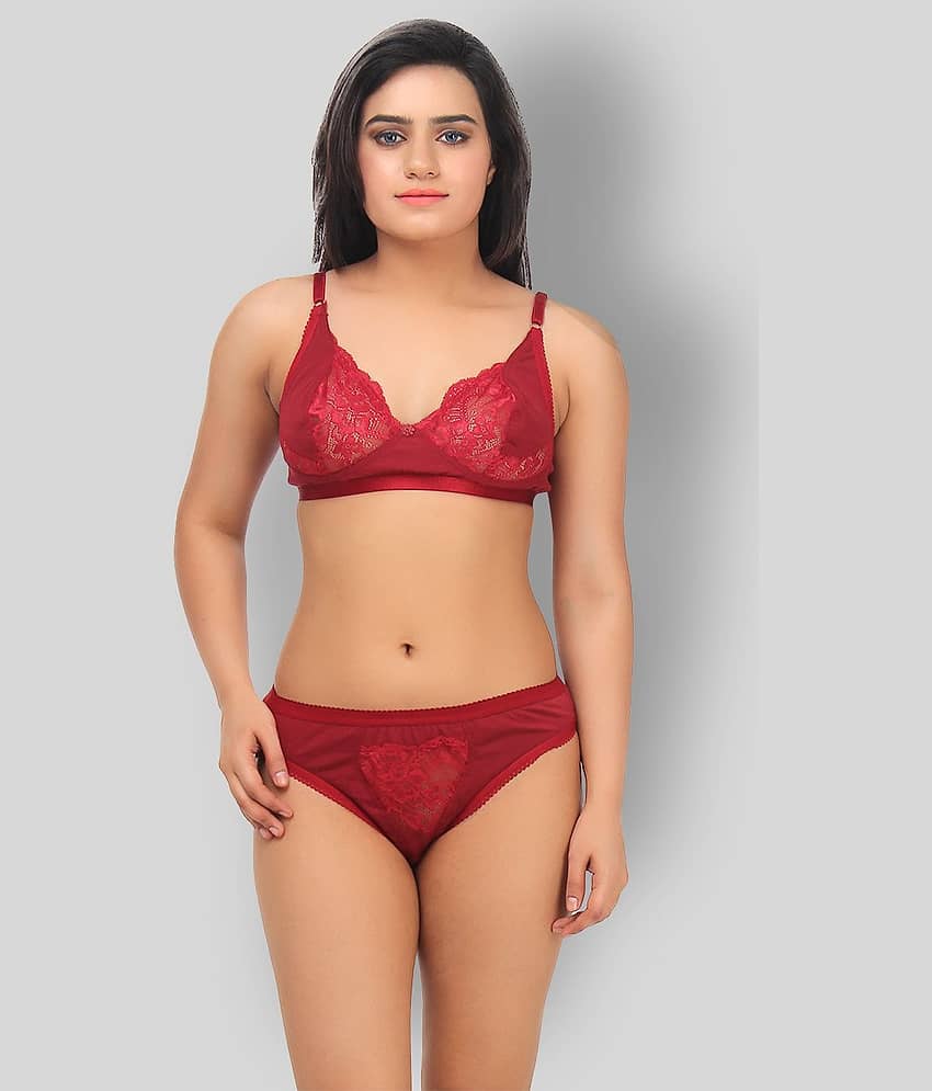 TCG Maroon Lace Bra & Panty Set
