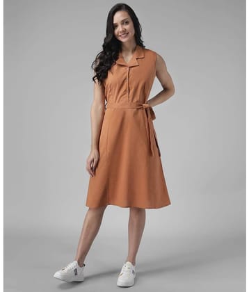 TOGZZ Women Crepe A-line Dress ( Rust )
