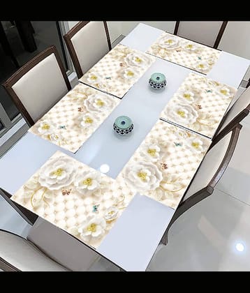 SANRAHSSAN PVC Floral Rectangle Table Mats ( 44 cm x 32 cm ) Pack of 6 - Multi
