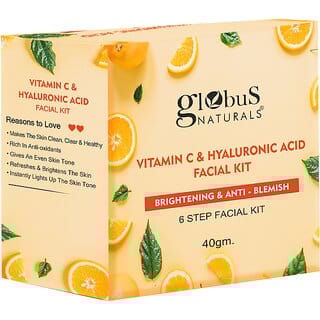 Globus Naturals Vitamin C Facial Kit | 6-Step Skin Brightening Ayurvedic Treatment for Natural Glow (40g)