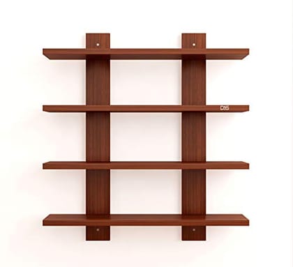 DAS Wall Mount Multipurpose Living Room Wall Shelf/Display Rack Classic Walnut (4 Shelves)- Siya