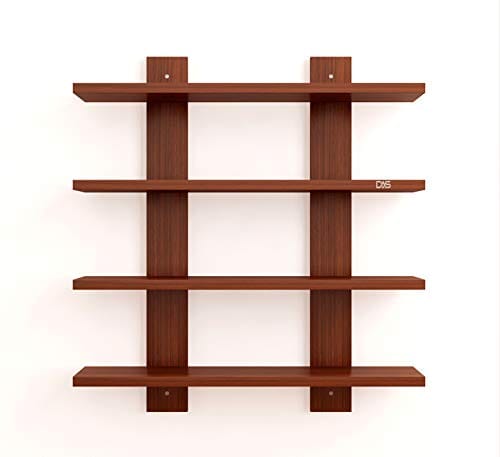 DAS Wall Mount Multipurpose Living Room Wall Shelf/Display Rack Classic Walnut (4 Shelves)- Siya