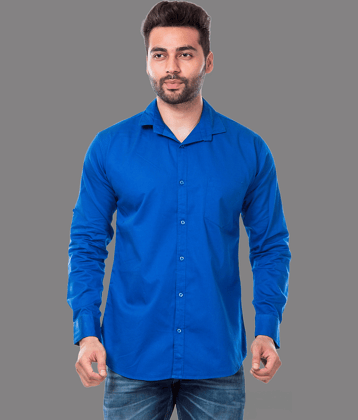 MOUDLIN - Blue Cotton Blend Slim Fit Men's Casual Shirt ( Pack of 1 )