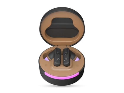 Pebble Blissbuds Hue, TWS Earbuds, ANC & ENC, Deep Bass & Clear Sound, RGB Light 4 Mics, Snug Fit, Voice Assistant, Dual Pairing - Black