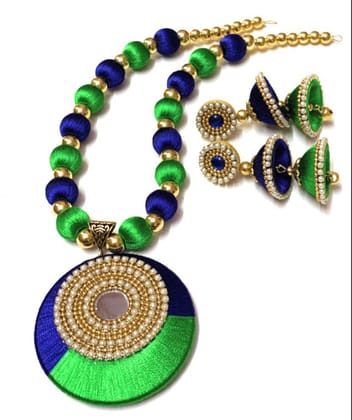 Elegant Dual-Tone Silk Thread Jewellery Set