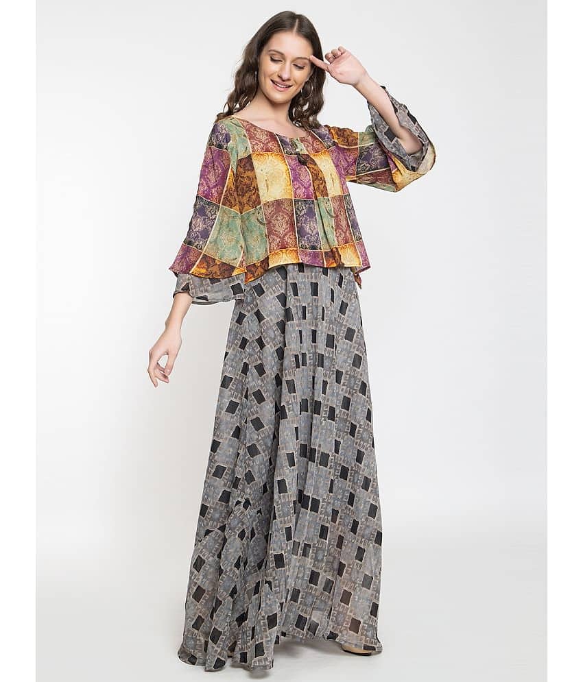 ELTHIA - Grey Georgette Women's Gown ( Pack of 1 )