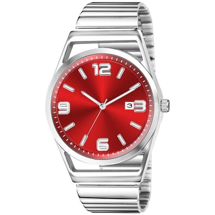Red Dial Date Function Analog Watch for Men LR156