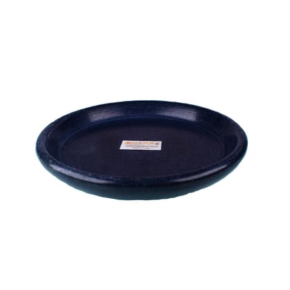 MAYAPURI Black Marbel Stone Round Plate for Pooja or Abhishek, Black Puja Stone Plate for Home Temple or Office Decor Size (4 inches)
