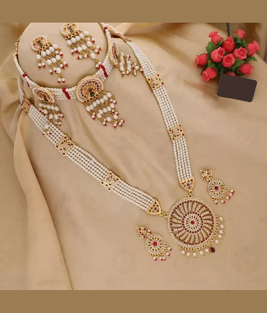 Rhosyn Pink Pearls Necklace Set ( Pack of 1 )