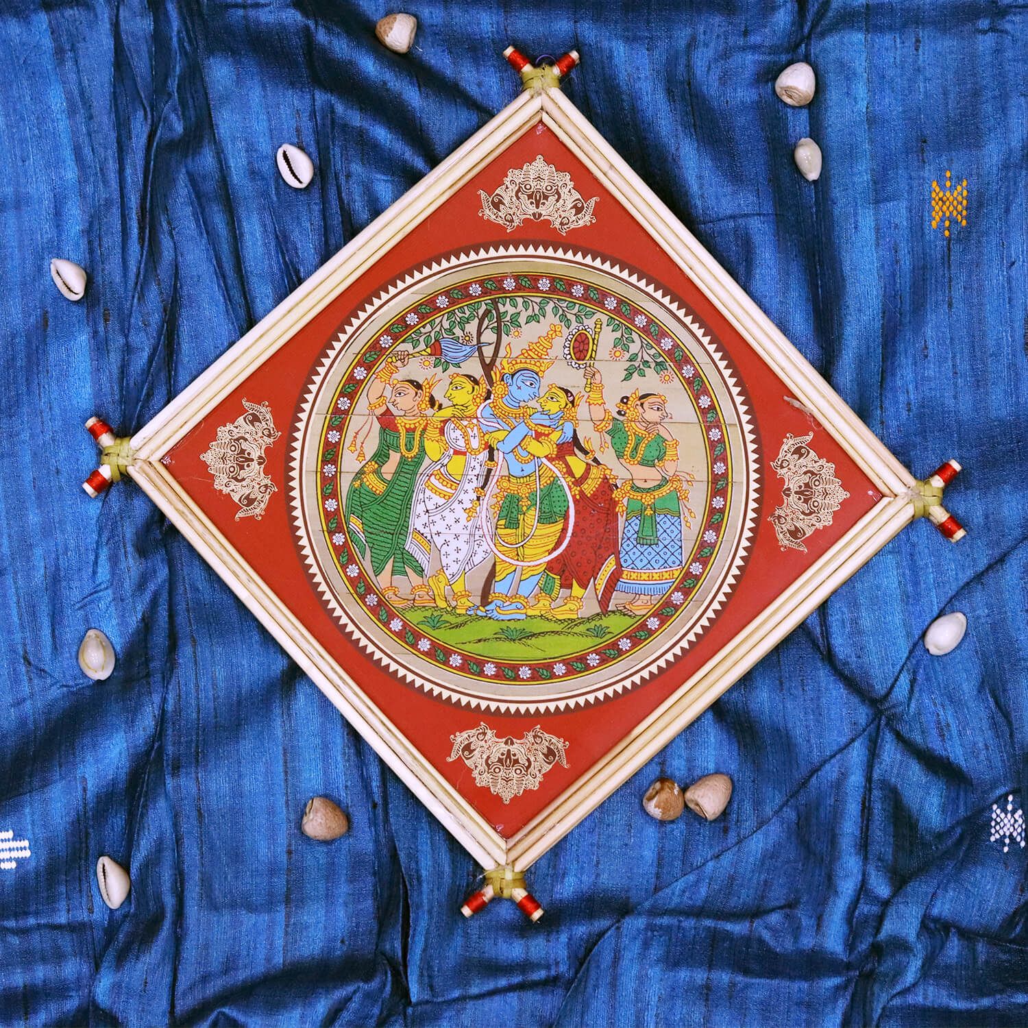 Radha Krishna Rasaleela Lemon Grass Frame (Set of 2)