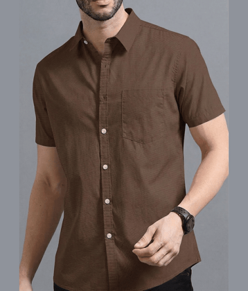Ethnic Trendz Cotton Blend Regular Fit Solids Half Sleeves Men's Casual Shirt - Brown ( Pack of 1 )