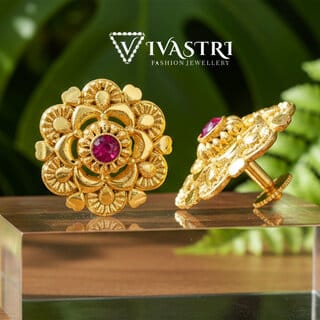 Vivastri Ravishing 1 Gram Gold Plated Alloy Cubic Zirconia Stud Earrings for Women & Girls - VIVA2871ERG