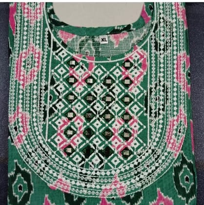 Green short kurti with White leggings