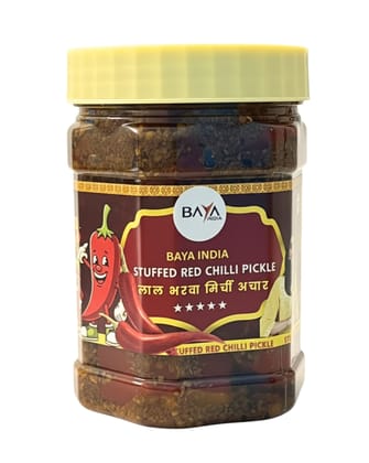 Baya India  Combo of Stuffed Red Chilli Pickle & Green Chilli Pickle (350g  2) | Total 700g