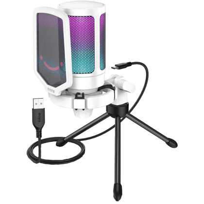Fifine Ampligame - A6V USB Gaming Microphone (White)