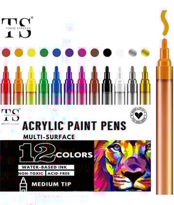THR3E STROKES Acrylic Paint Marker Mixed color Medium Point Tip Art Markers Highly Pigmented Pens