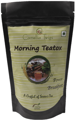 Camellia Twigs Morning Detox Tea | Oolong with Lemon Tulsi, Ginger, Cinnamon, Gooseberry, Nettle Leaf & Hibiscus | 100g Loose Leaf | Ayurvedic Herbal Cleanse & Metabolism Boost