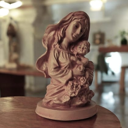 AMS Graceful Mother Mary Idol Statue Holding Infant Jesus Perfect Sculpture for Your Catholic Home, Office,Prayer Room & Gifting 16H*9.5L*9.5W Cm