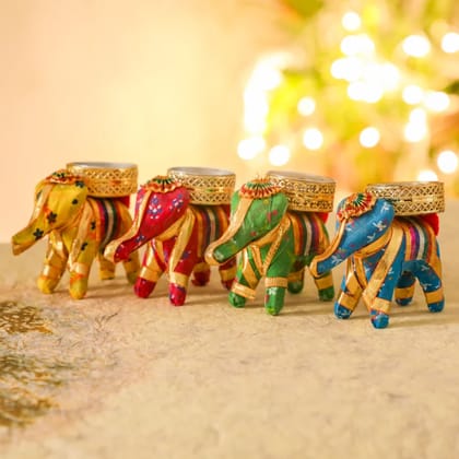 Decorative Elephant Tealight Holder Set of 4