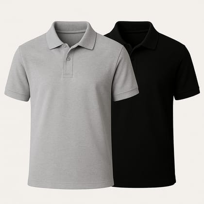 Heganwalk Men’s Polo T-Shirt – Pack of 2 ( Black, Grey ) Heganwalk Men’s Polo T-Shirt – Pack of 2 ( Black, Grey )