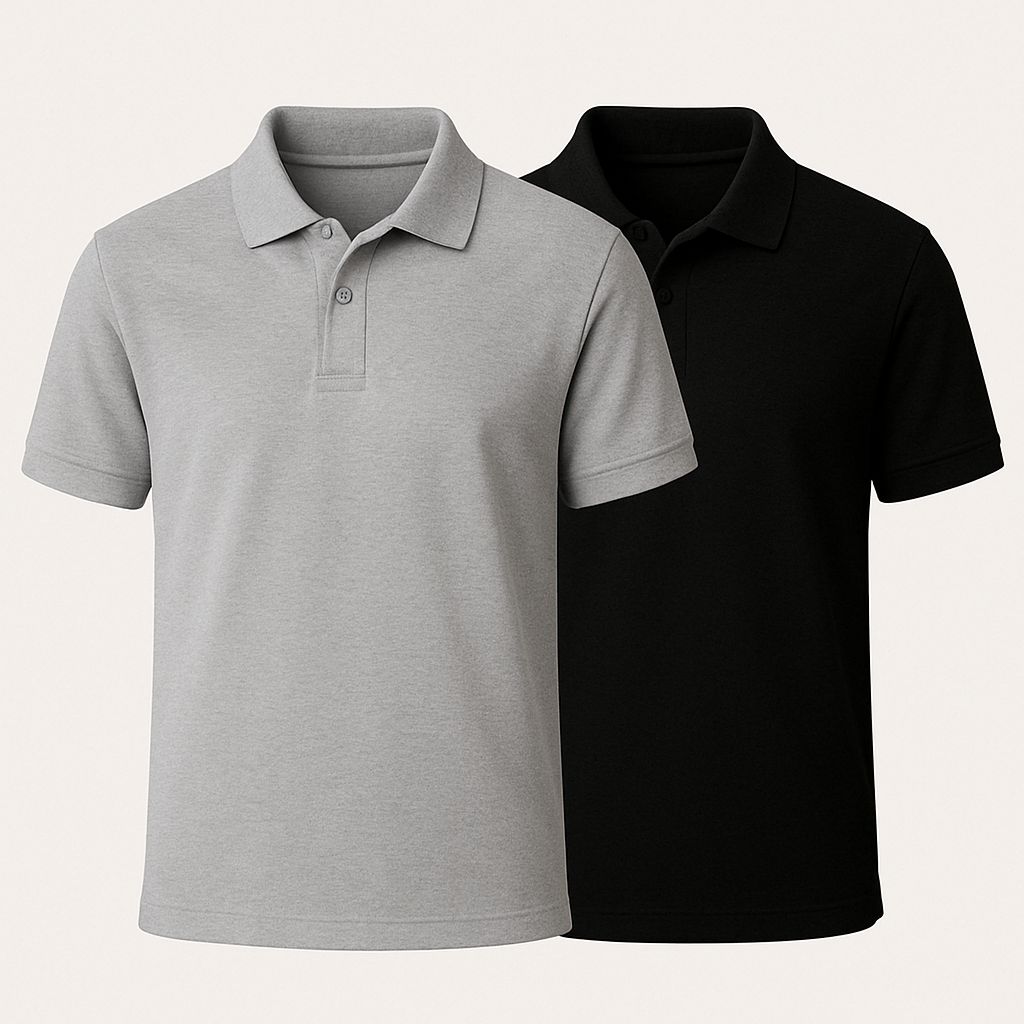 Heganwalk Men’s Polo T-Shirt – Pack of 2 ( Black, Grey )